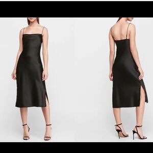 NWOT Express Satin Cowl Neck Midi Slip Dress